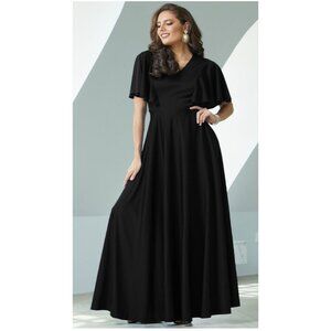 Koh Koh Womens 4X Elegant Modest Black Maxi Evening Dress Gown Empire Waist